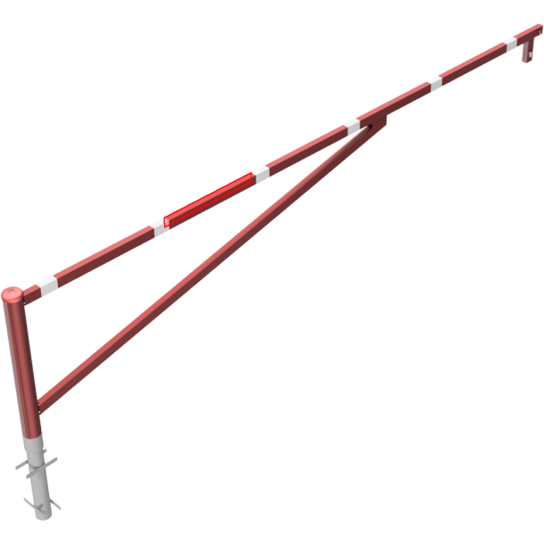 Swing barrier | for casting in concrete, hot-dip galvanized and red coated with white reflecting rings | clear width: 4000 mm | with Euro profile cylinder lock